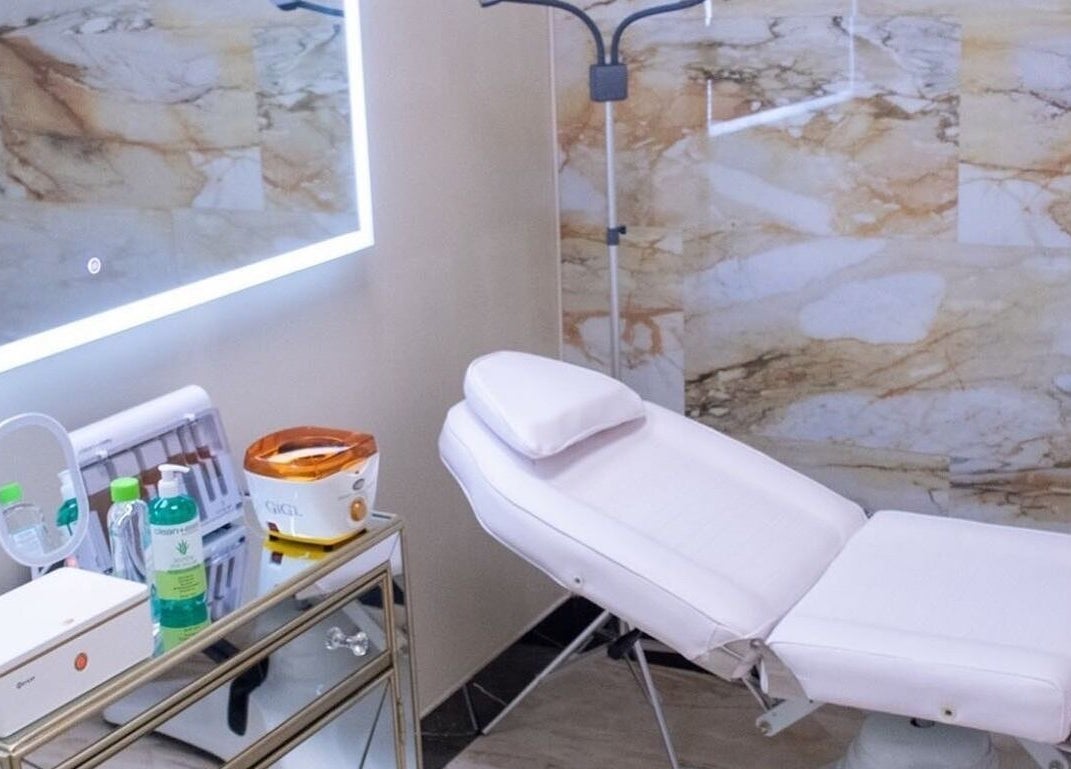Elegant treatment chair and products at LUXEBABE NAILS & SPA LLC, Boynton Beach, Florida, US.