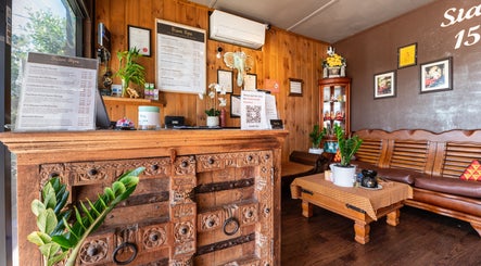 Warm, rustic reception at Siam Spa 159 - Therapeutic Massage & Wellness in Morningside, Queensland, AU.