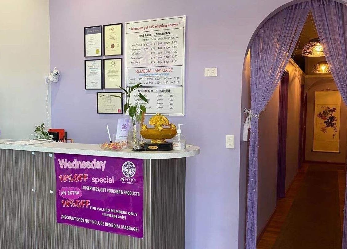 Reception at Kerry's Body Therapy - Coolalinga Shop, displaying massage services in Coolalinga, Northern Territory, AU.