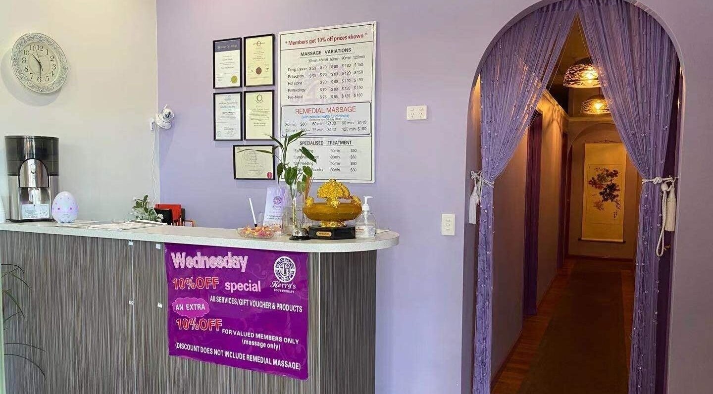 Reception at Kerry's Body Therapy - Coolalinga Shop, displaying massage services in Coolalinga, Northern Territory, AU.