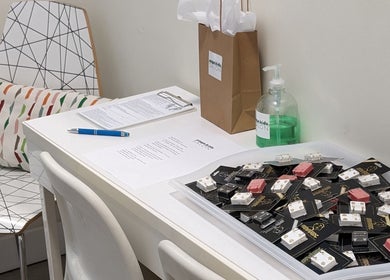 Piercing selection and gift bag at Sage Kids Family Salon & Piercing Boutique, West Linn, Oregon, US.