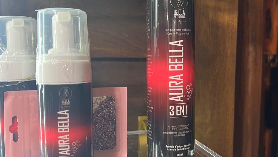 Aura Bella products at CG Bella Extensions, St Thelmo by Abrazos hotel, San Pedro, BZ.