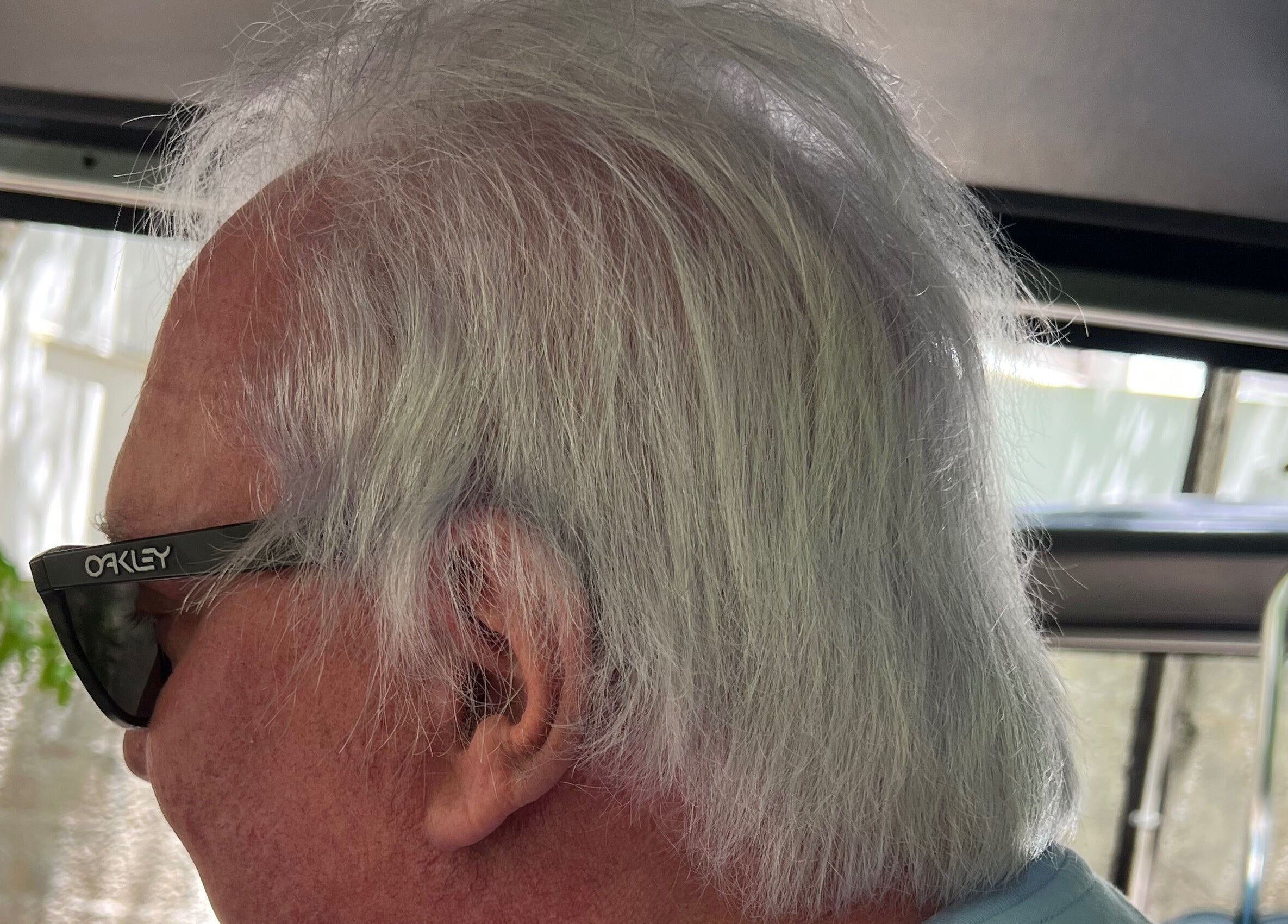 Elegant silver hair styled at CG Bella Extensions, St Thelmo by Abrazos hotel, San Pedro, BZ.