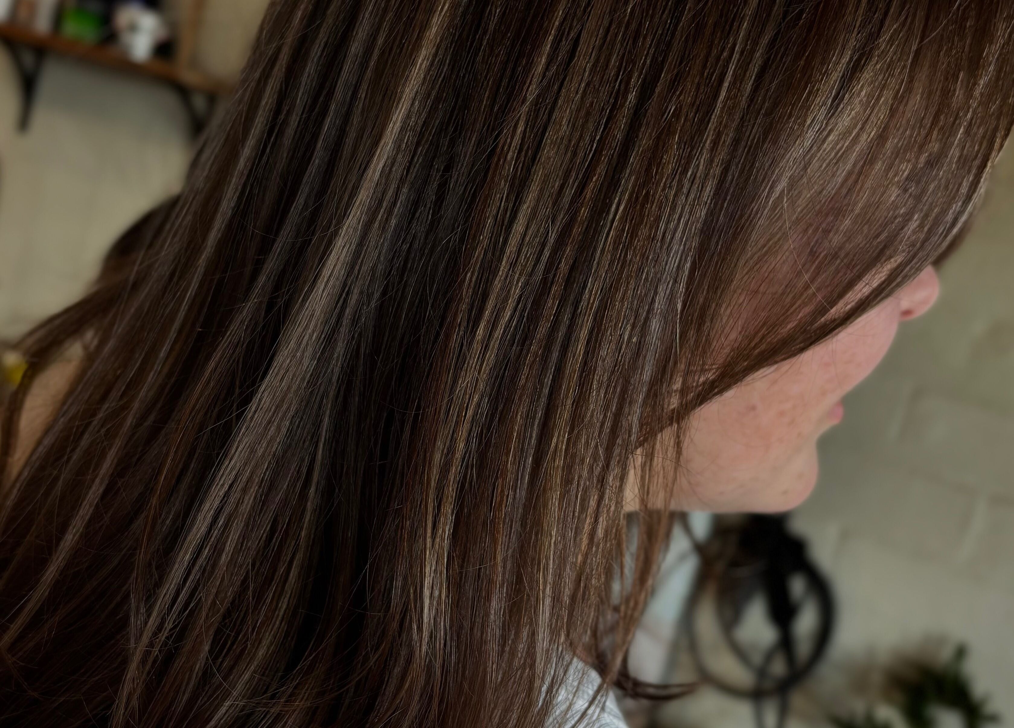 Sleek brunette hairstyle at Yo Barbra in Bacchus Marsh, Victoria, AU.