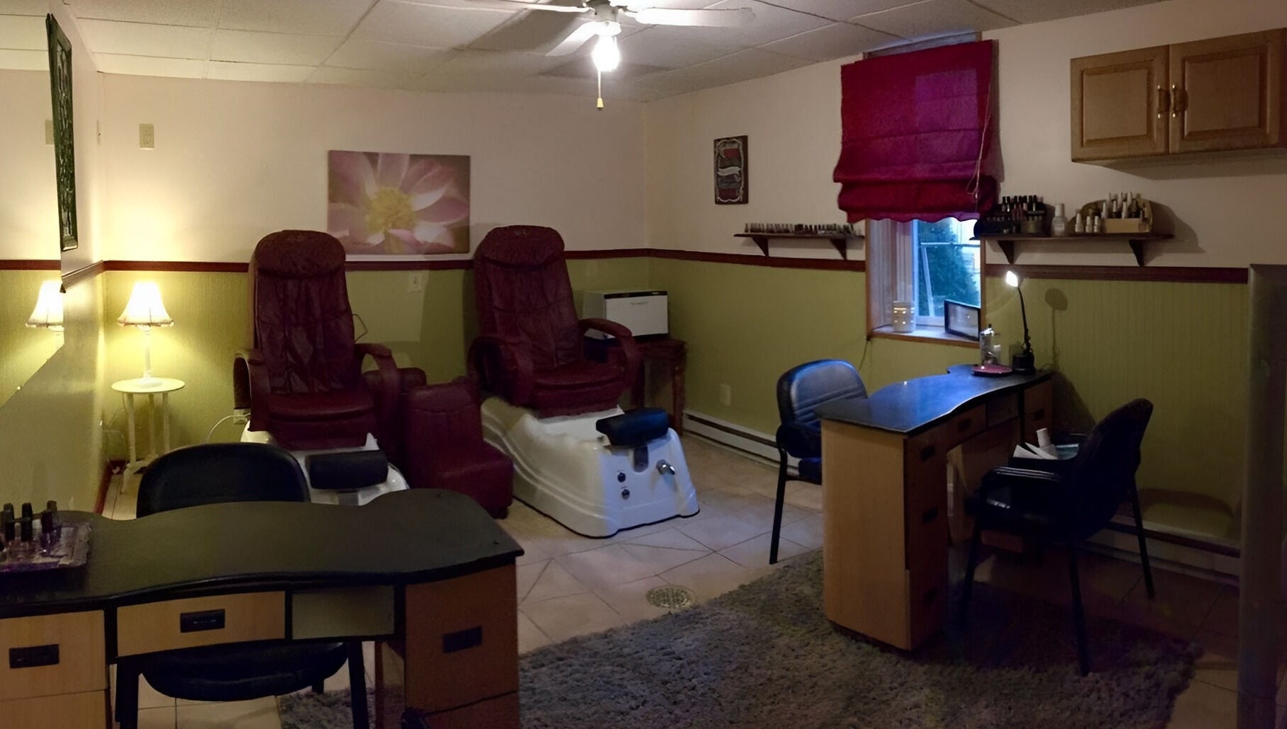 Relaxing nail spa area at Halo Salon And Medi Spa, Scranton, Pennsylvania, US.