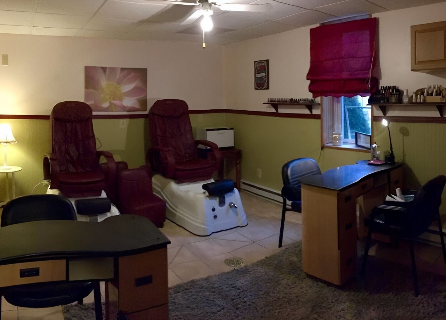 Relaxing nail spa area at Halo Salon And Medi Spa, Scranton, Pennsylvania, US.