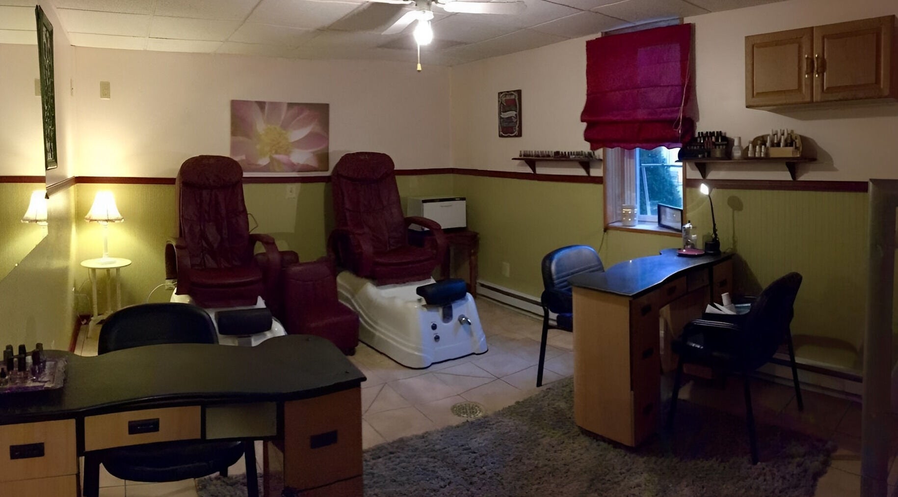 Relaxing nail spa area at Halo Salon And Medi Spa, Scranton, Pennsylvania, US.