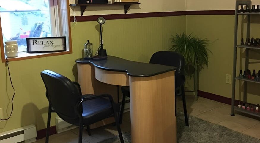 Relaxing nail station at Halo Salon And Medi Spa in Scranton, Pennsylvania, US, promoting tranquility and care.
