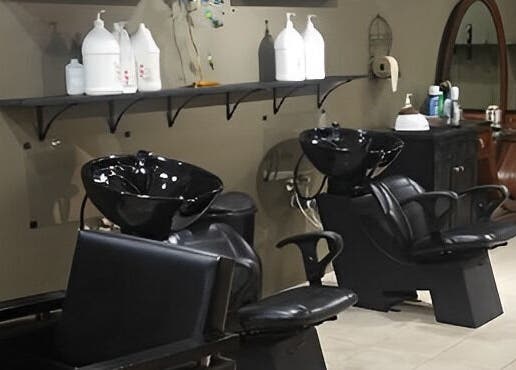 Elegant salon shampoo chairs at Halo Salon And Medi Spa in Scranton, Pennsylvania, US.