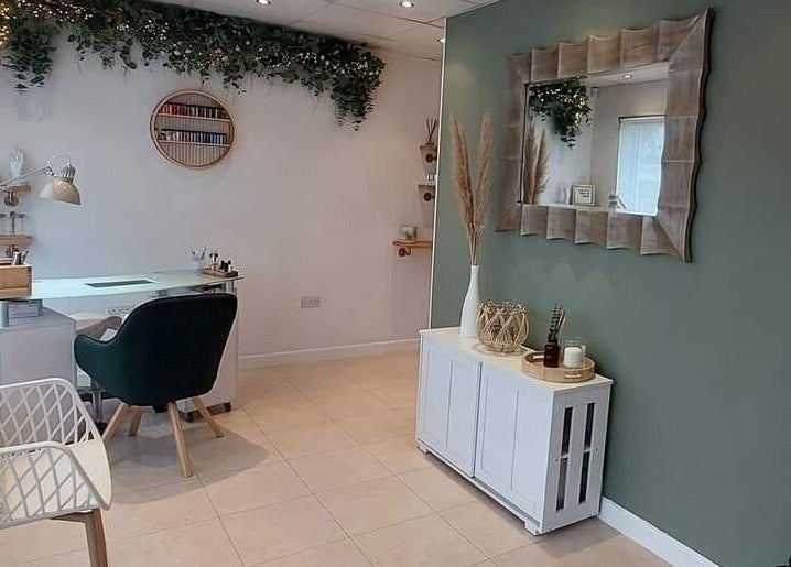 Elegant interior of Coco Beauty in Belper, England, GB featuring a stylish desk and soothing decor.