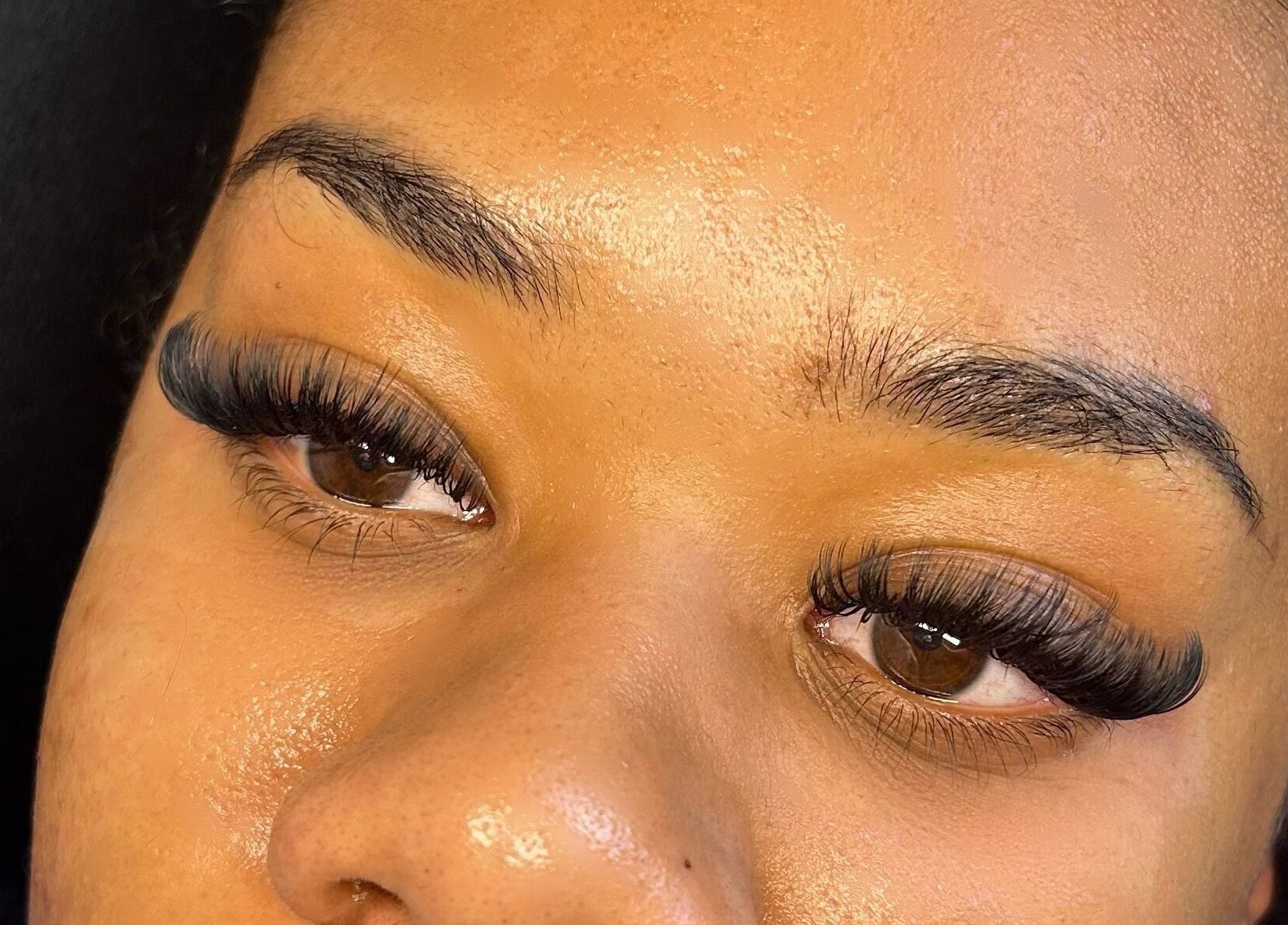 Close-up of elegant eyelash extensions at LylaLash, Matson, England, GB.