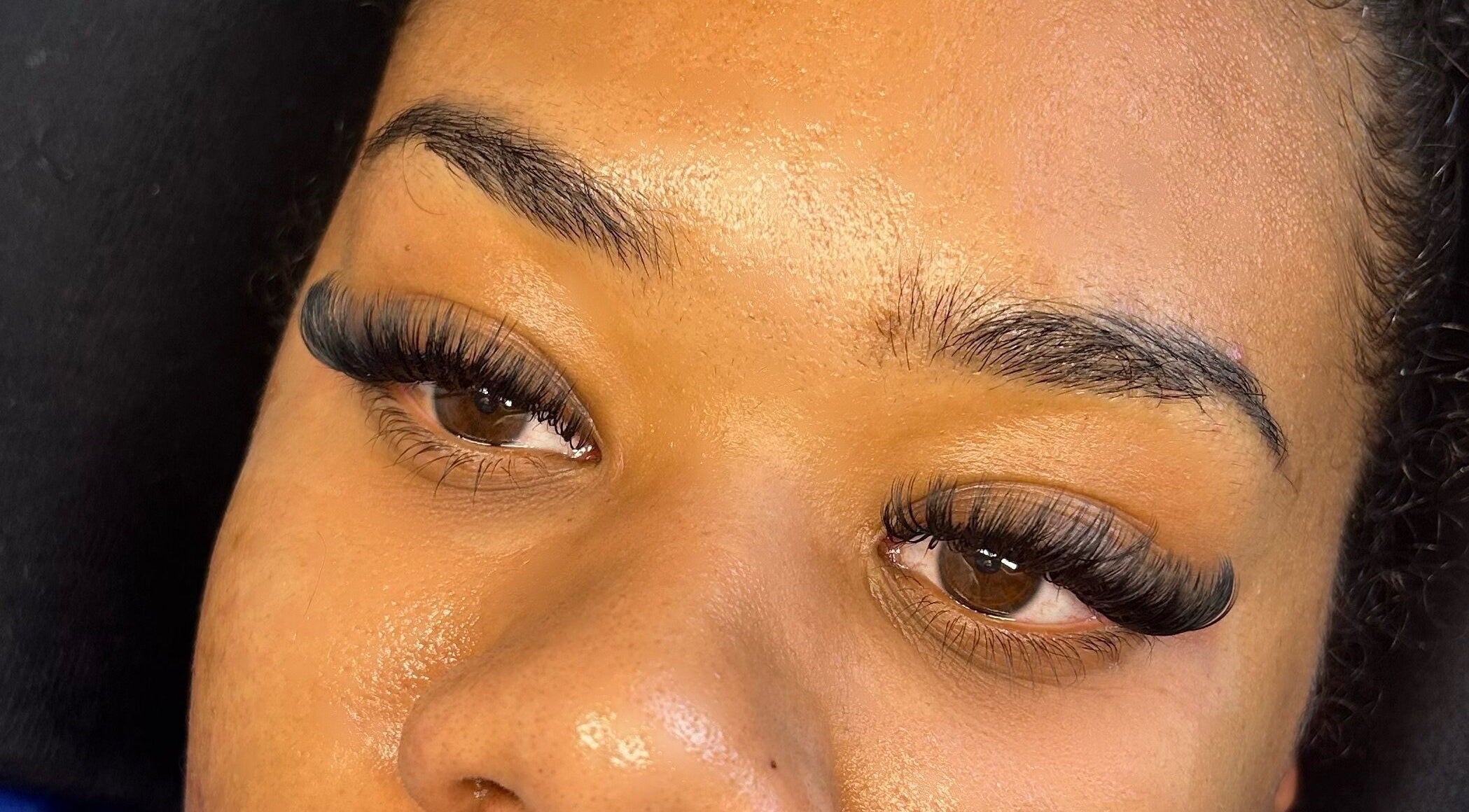 Close-up of elegant eyelash extensions at LylaLash, Matson, England, GB.