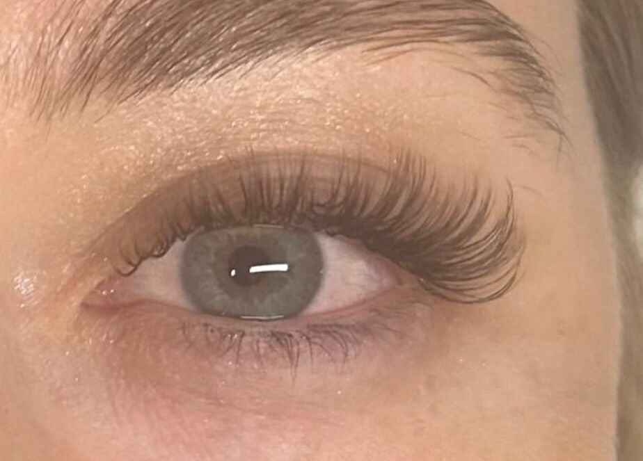 Close-up of eyelash extensions at LylaLash, Matson, England, GB, showcasing detailed lash styling.