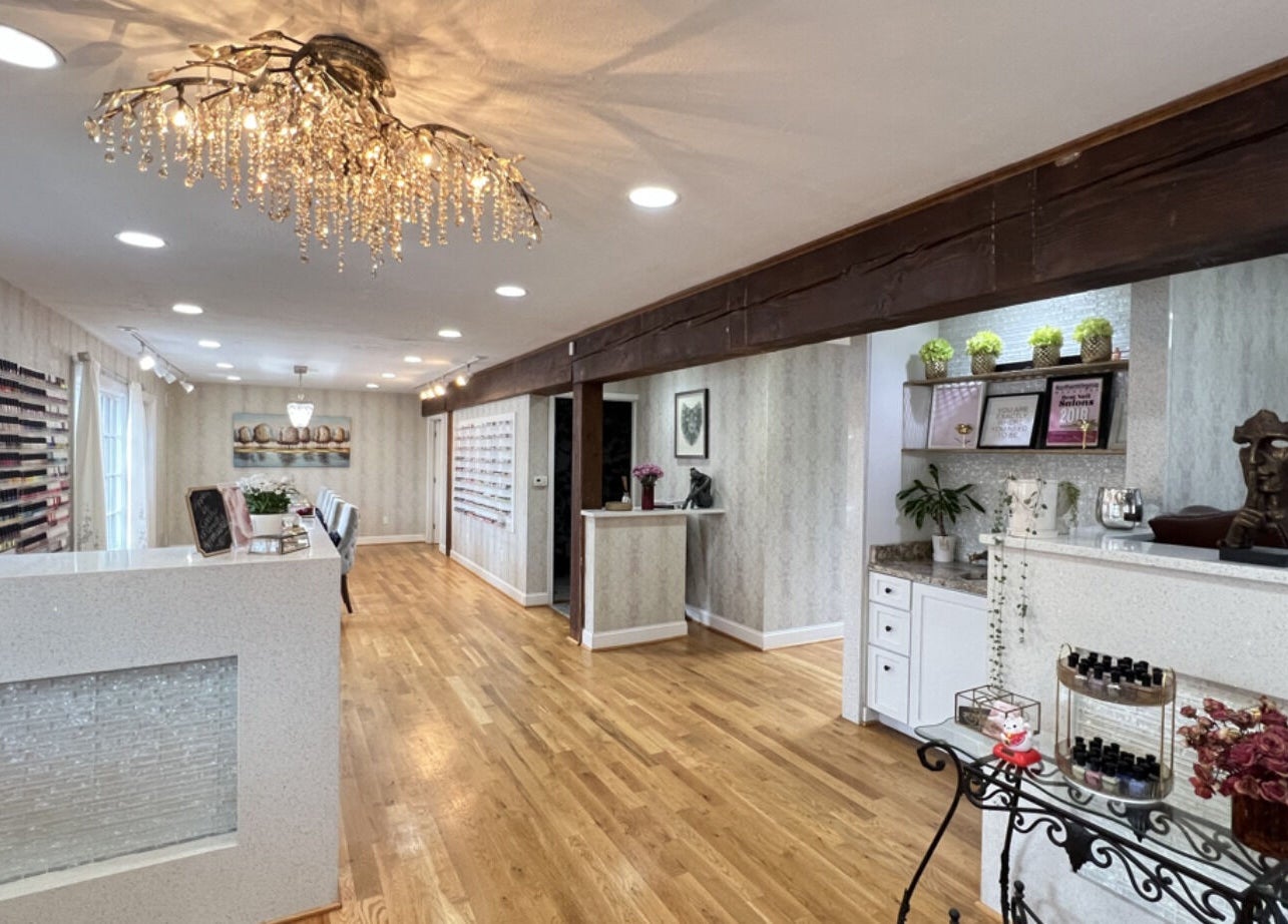 Elegant interior of My River Nails and Spa LLC located in Great Falls, Virginia, US with modern decor and cozy ambiance.