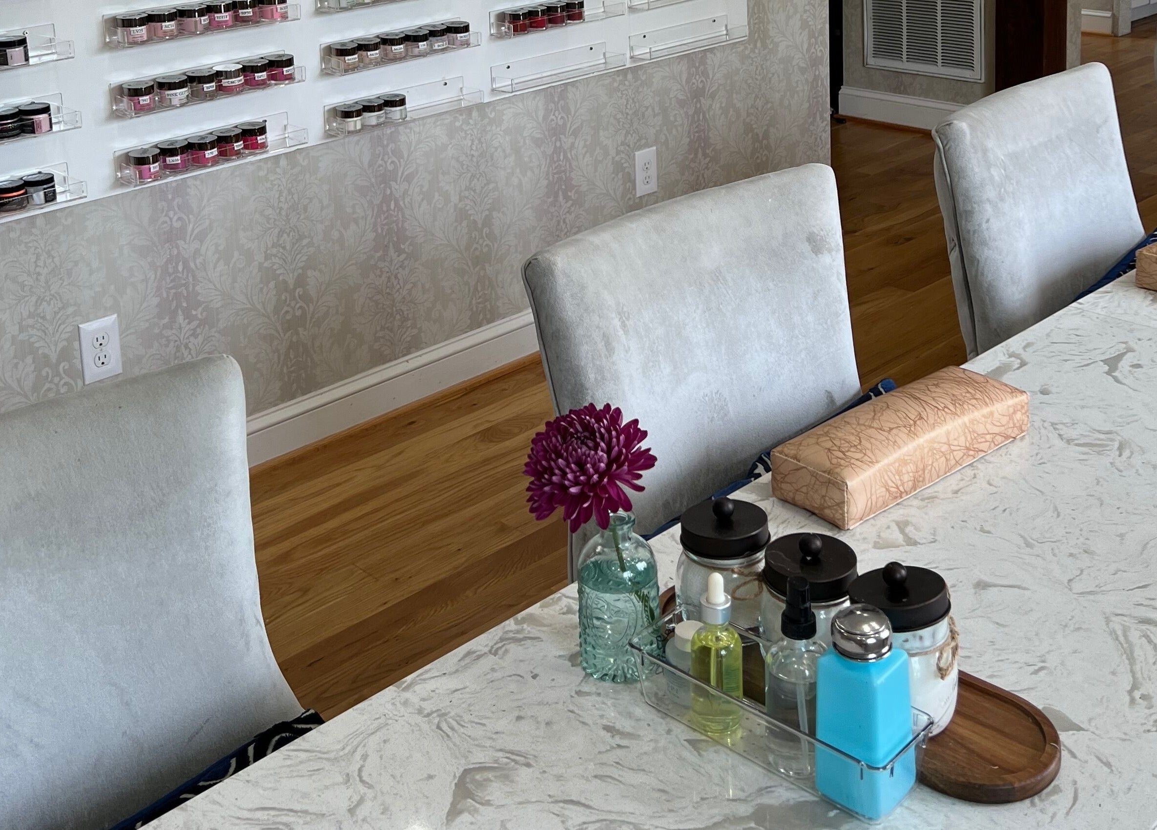 Elegant nail station at My River Nails and Spa LLC, Great Falls, Virginia, US, ready for a relaxing treatment.