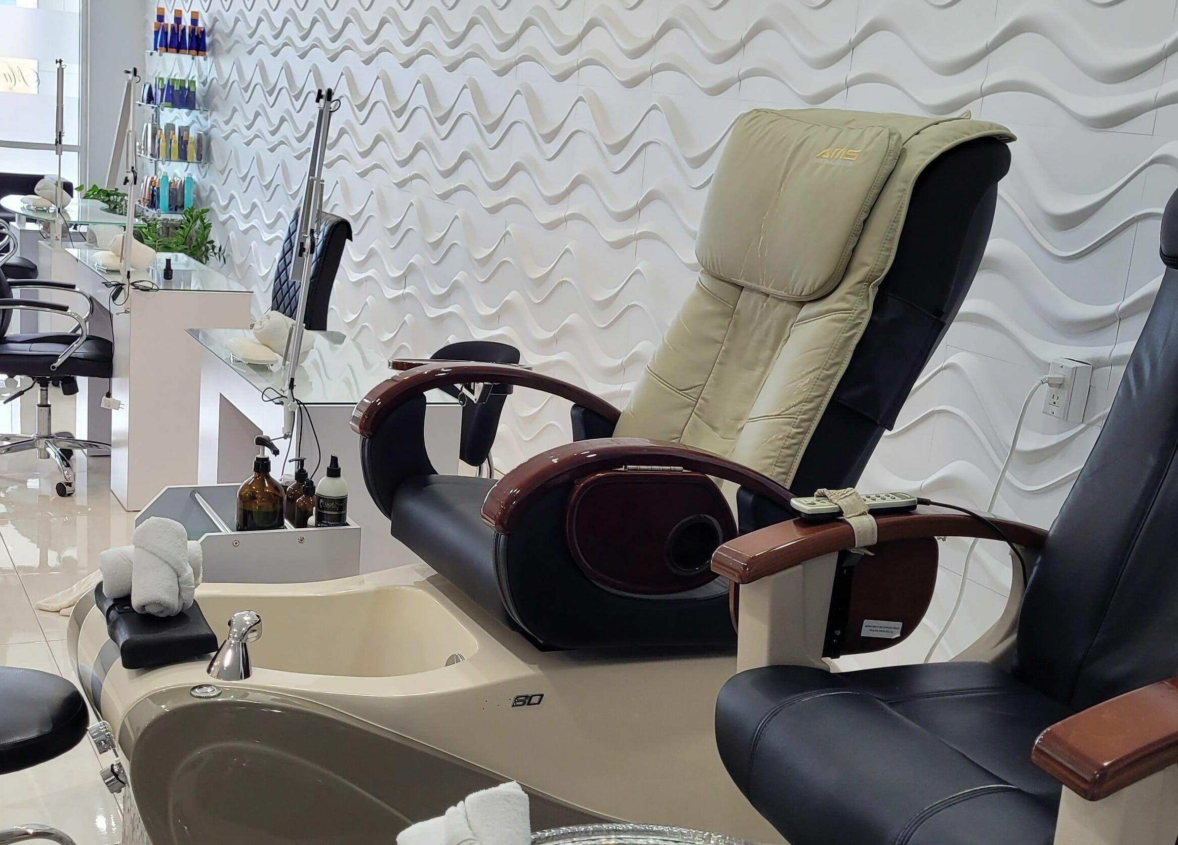 Luxurious pedicure chairs at The Salon, George Town, KY, offering a comfortable spa experience.