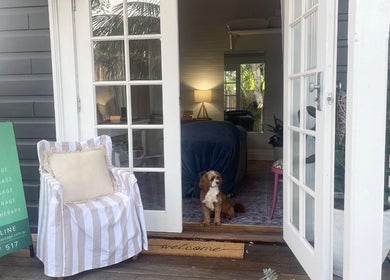 Rebecca Orchard Remedial Massage entrance with cozy seating in Hamilton, New South Wales, AU.