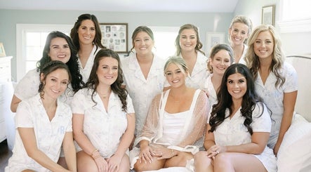 Bridal party in elegant robes, styled at Salon Posh & DeCara Makeup, Mamaroneck, New York, US.