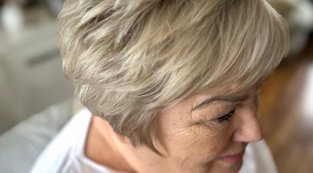 Close-up of chic blonde pixie cut at Tickityboo in Houghton Le Spring, England, GB.