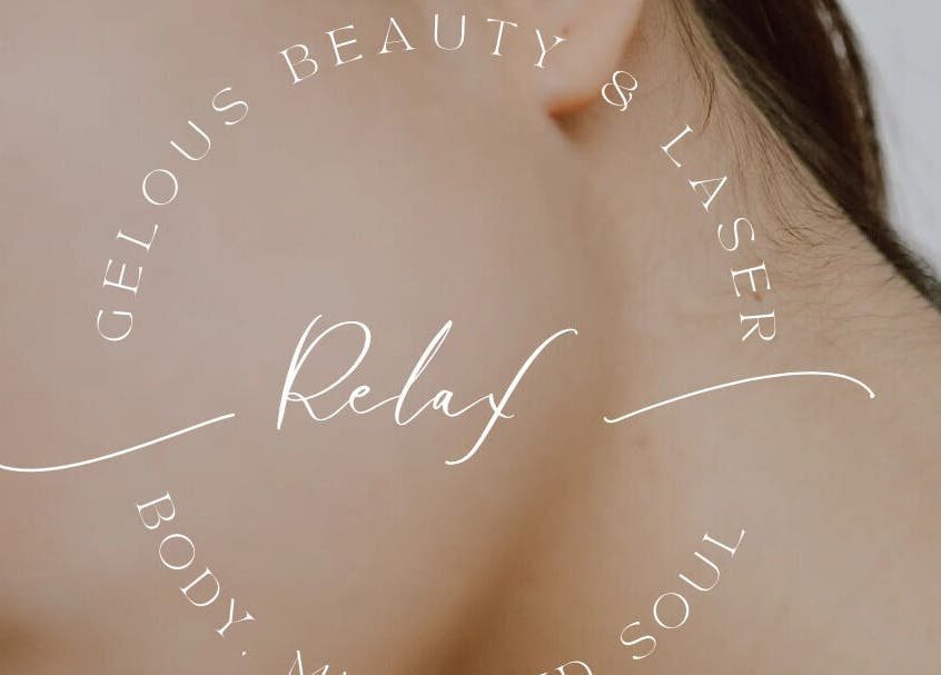 Gelous Beauty and Laser logo on a serene background in Thornaby, England, GB, emphasizing relaxation.