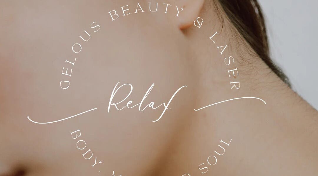 Gelous Beauty and Laser logo on a serene background in Thornaby, England, GB, emphasizing relaxation.