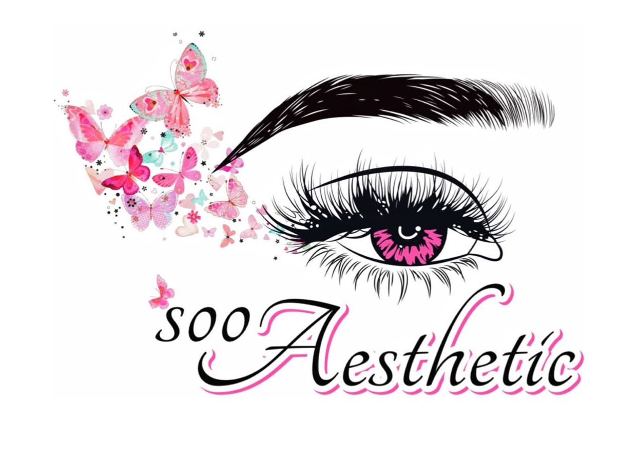 sooAesthetic logo with artistic eye and butterflies in Brockton, Massachusetts, US.