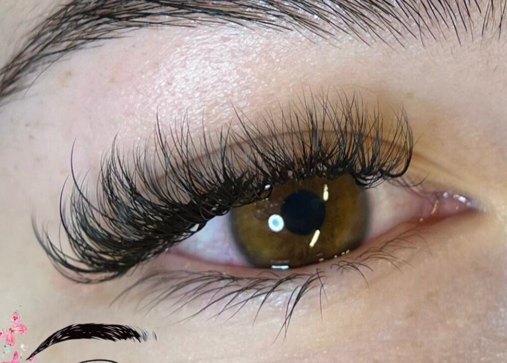 Close-up of elegant eyelash extensions at sooAesthetic, Brockton, Massachusetts, US.