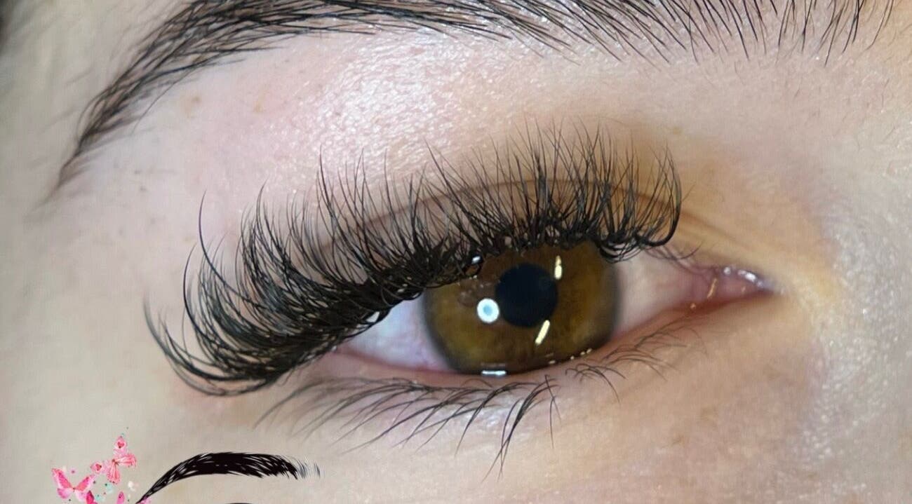 Close-up of elegant eyelash extensions at sooAesthetic, Brockton, Massachusetts, US.