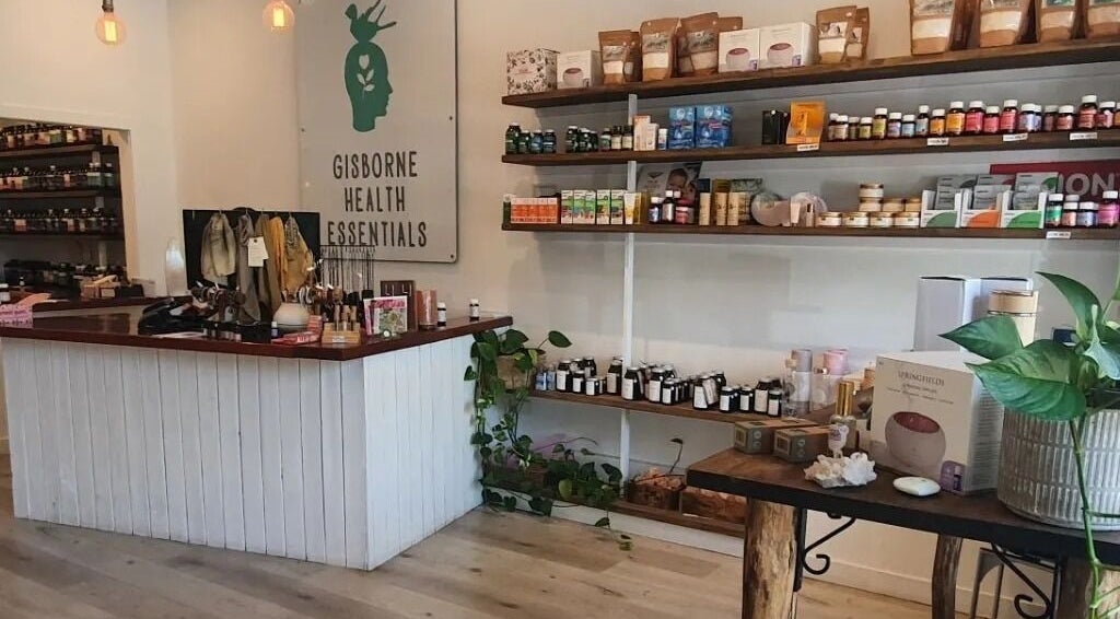 Interior of Gisborne Health Essentials, showcasing products and natural decor in Gisborne, Victoria, AU.