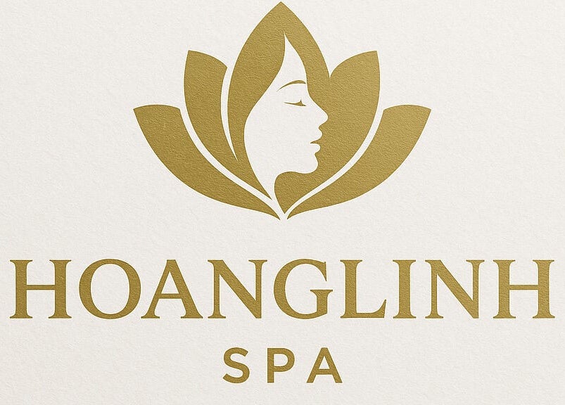 HoangLinh Spa logo in mission, British Columbia, CA, featuring a golden lotus and woman's profile.