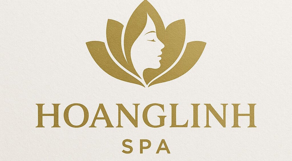 HoangLinh Spa logo in mission, British Columbia, CA, featuring a golden lotus and woman's profile.