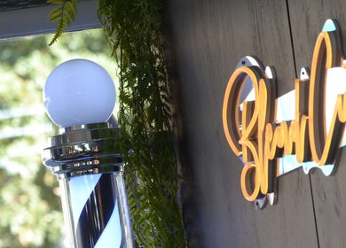 Illuminated sign and decor at Prep Beauty Lounge, Paarl, Western Cape, ZA.
