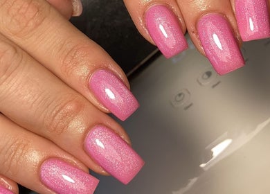 Vibrant pink manicure at Rebecca Davies Beauty | CASH ONLY | Kenfig Hill, Wales, GB.