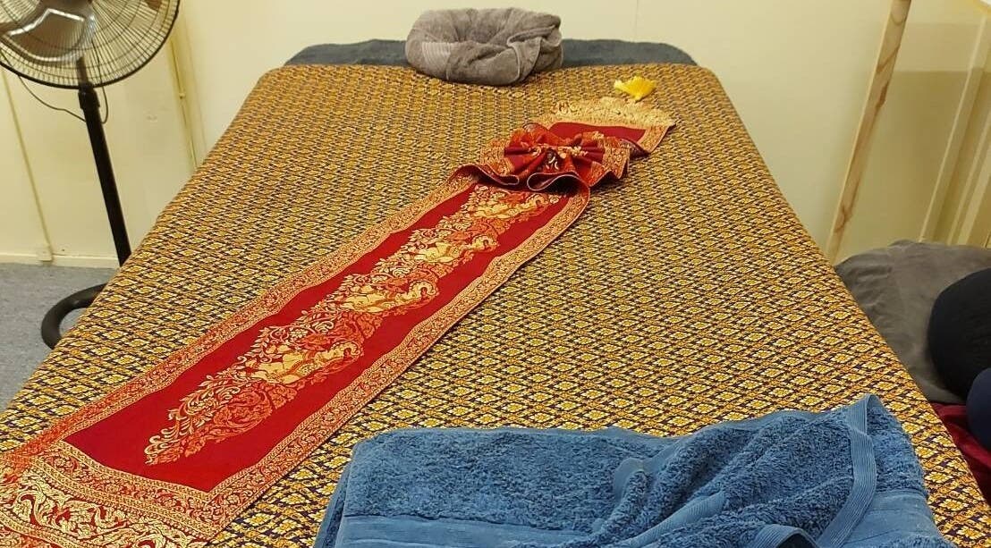 Elegant Thai massage bed setup at Lotus Thai Massage Warwick, QLD in Warwick, Queensland, AU.