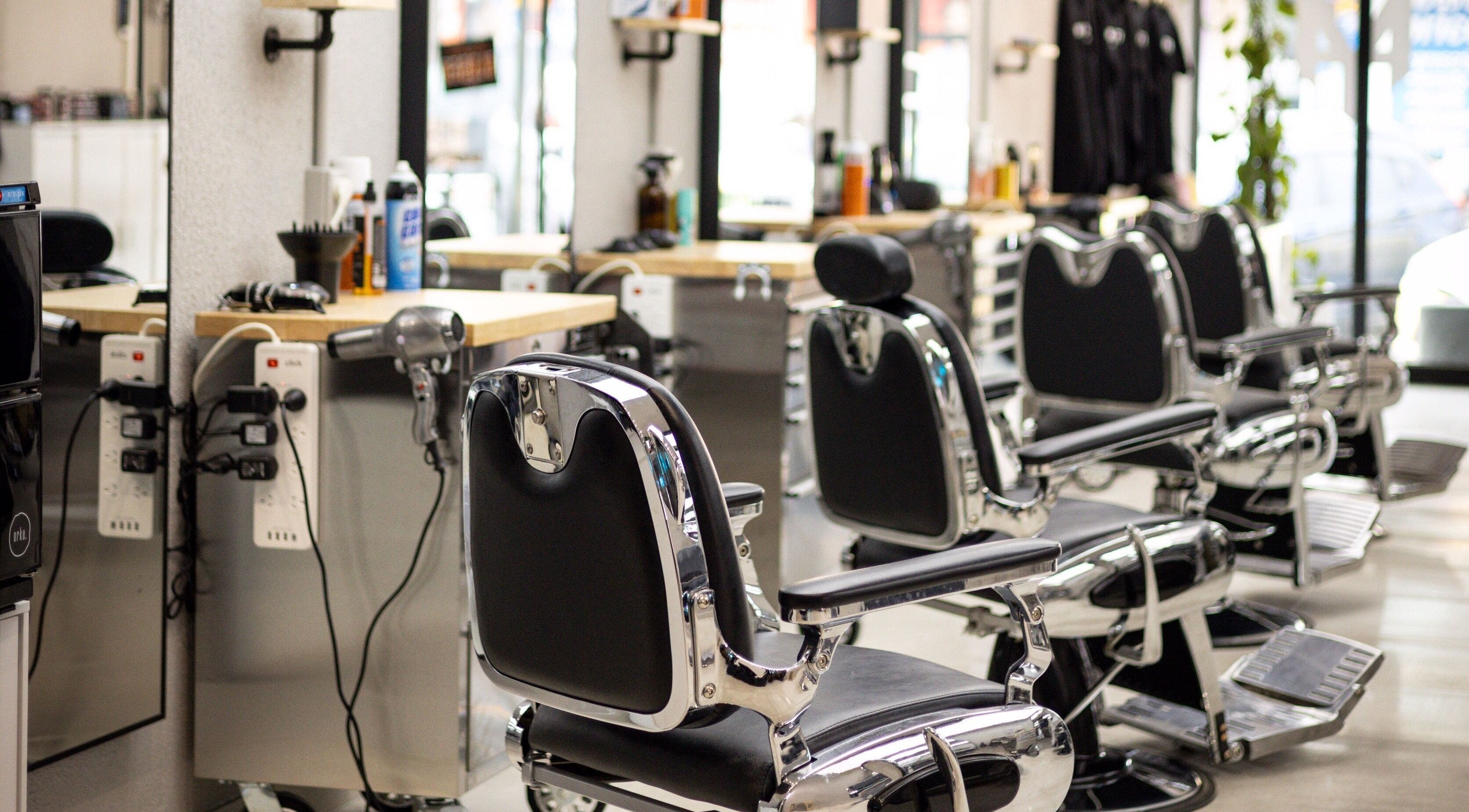 Modern barber chairs at Young Habbitt Barbers - Werribee in Melbourne, Victoria, AU.