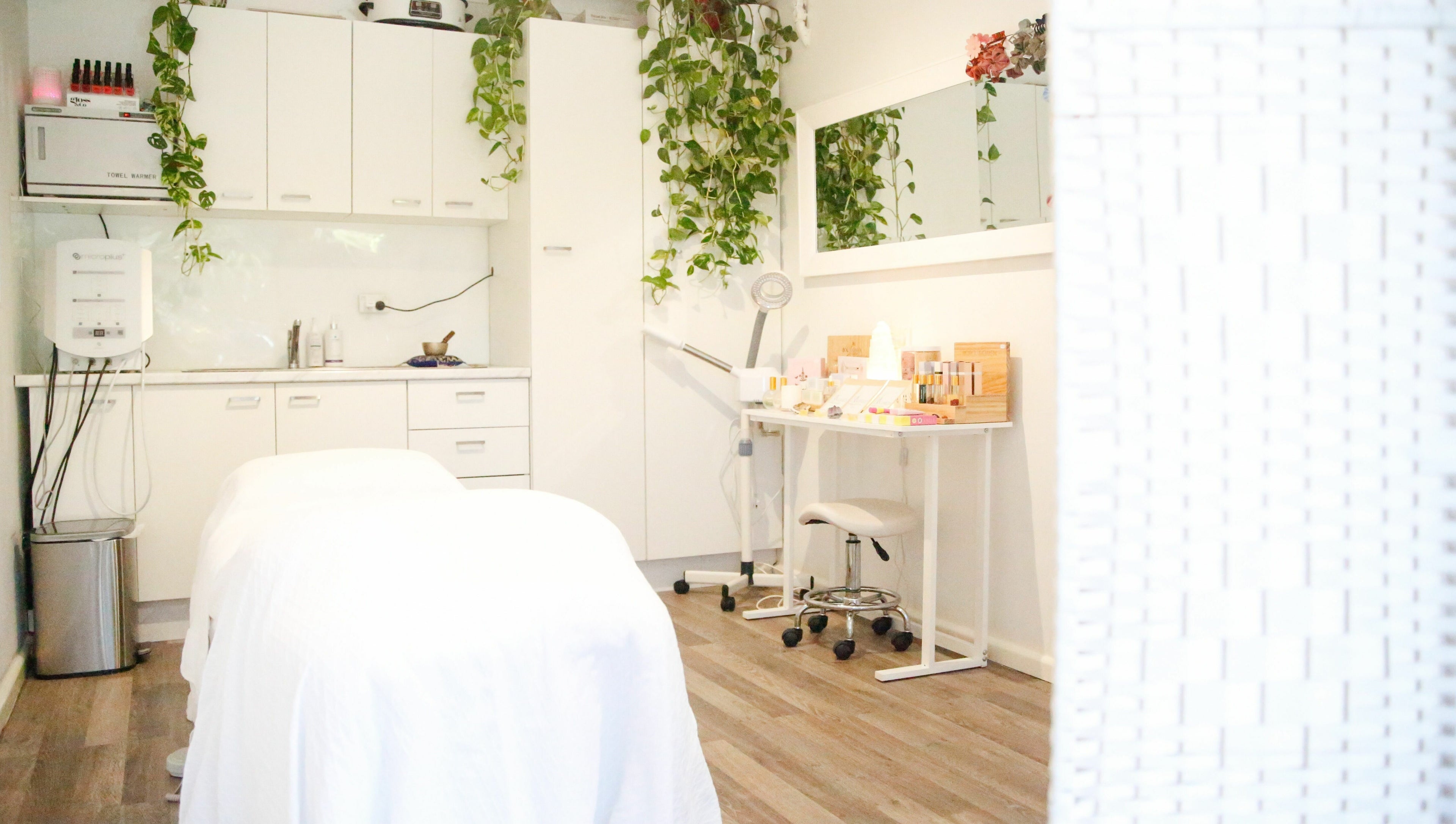 Calming treatment room at Meditate and Exfoliate, Ourimbah, New South Wales, AU, perfect for relaxation.