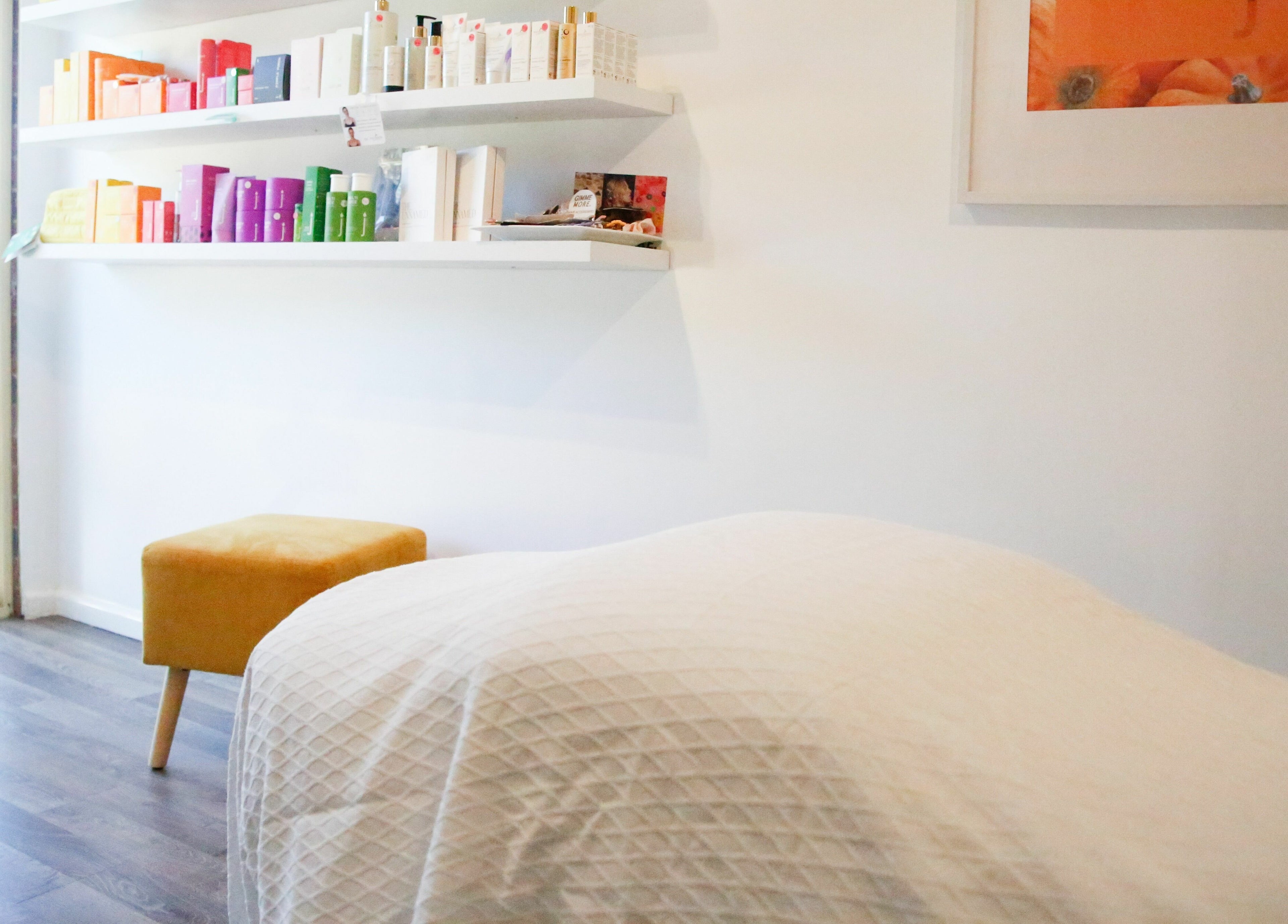 Tranquil treatment room at Meditate and Exfoliate, Ourimbah, New South Wales, AU, featuring a cozy massage bed.