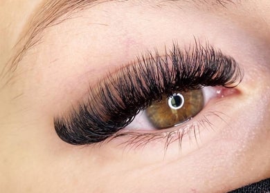 Close-up of eyelash extensions at The Look Lash Studio, North Vancouver, British Columbia, CA.
