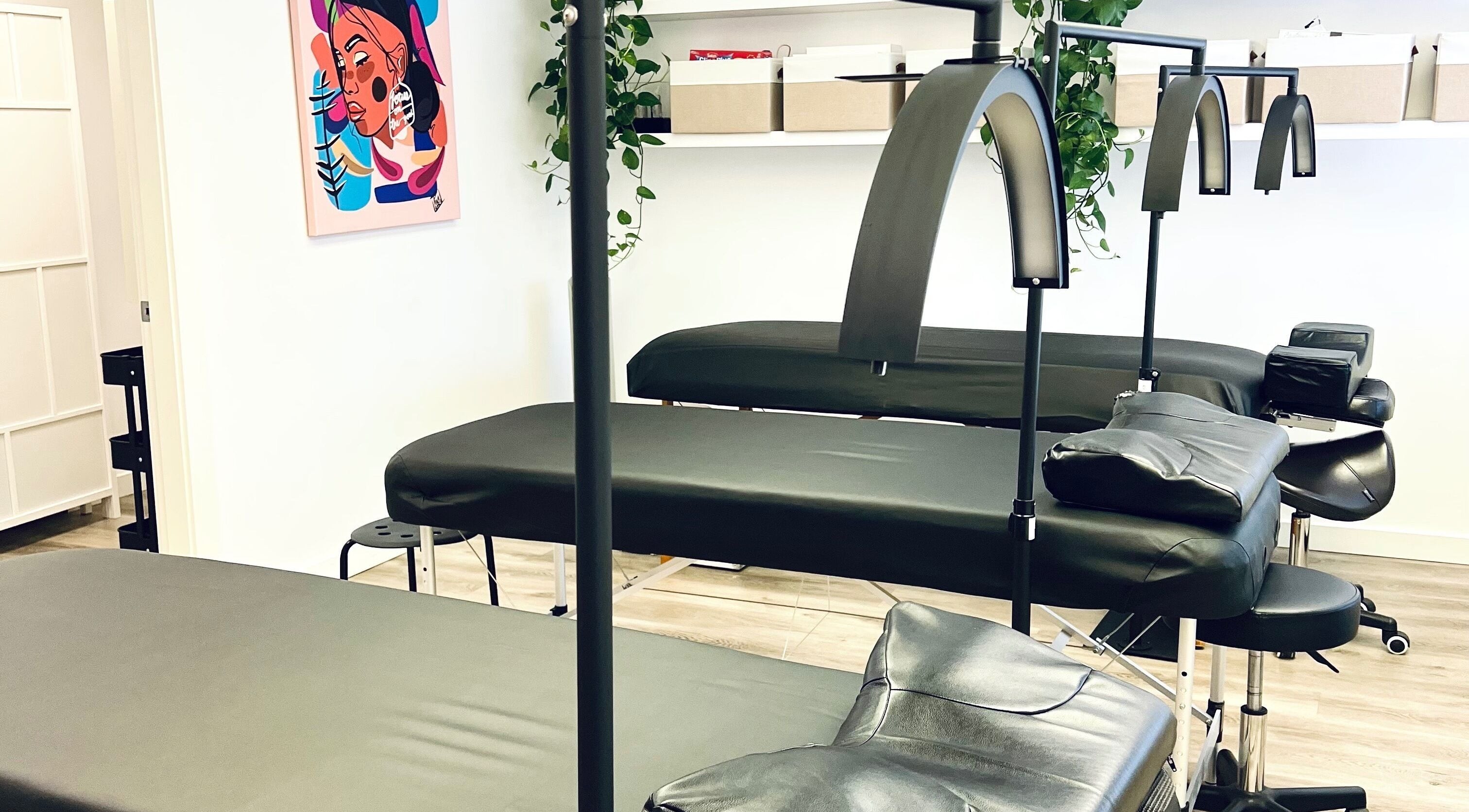 Relaxing treatment beds at The Look Lash Studio in North Vancouver, British Columbia, CA, ideal for beauty services.