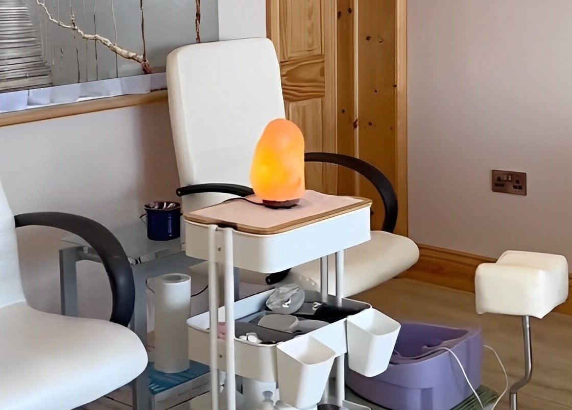 Cozy spa chair with a warm light at Barnham Health and Beauty, Barnham, England, GB.