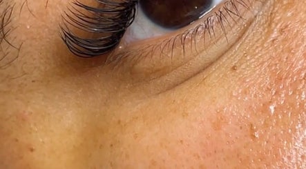 Close-up of eyelash extensions at LB Aesthetic, New York, New York, US, showcasing expert application and detail.
