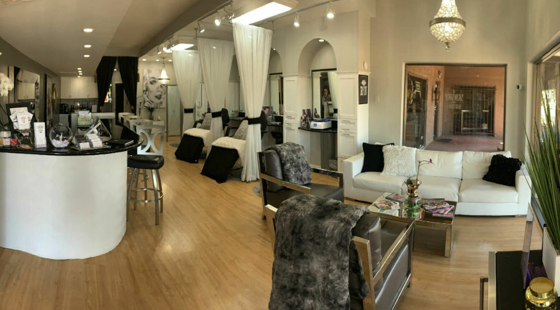 Interior of The Skin Shop Medspa Scottsdale, featuring elegant decor and seating, located in Scottsdale, Arizona, US.