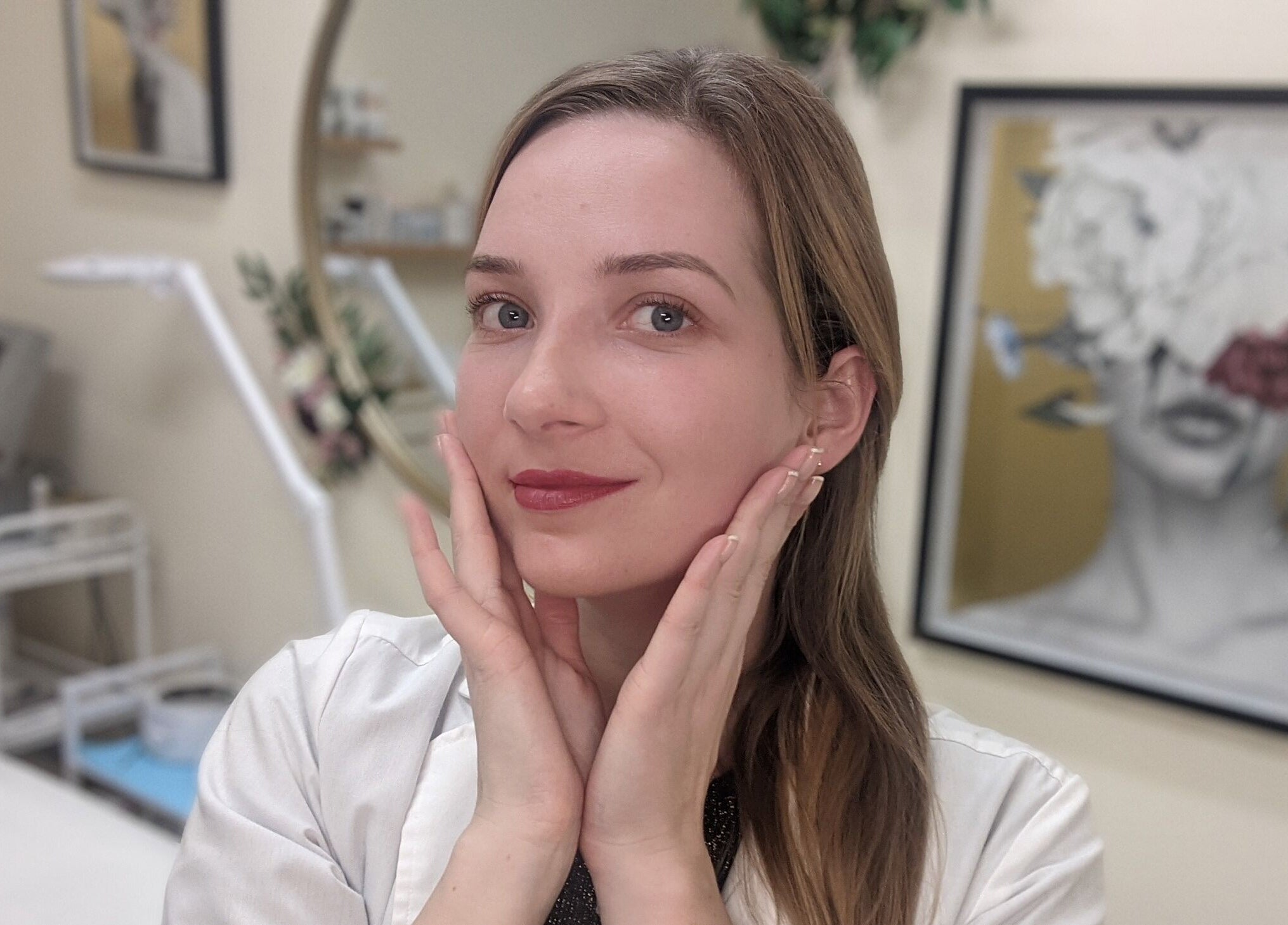 Yesskin Skin Care client enjoys facial in Tarpon Springs, Florida, US, showcasing radiant skin.