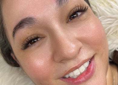 Close-up of a woman with full, lush lashes at Lashed by Krissy in Tucson, Arizona, US.