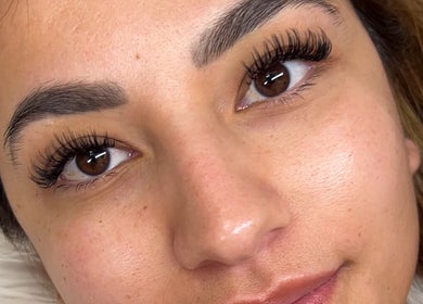 Close-up of elegant eyelash extensions at Lashed by Krissy, Tucson, Arizona, US.