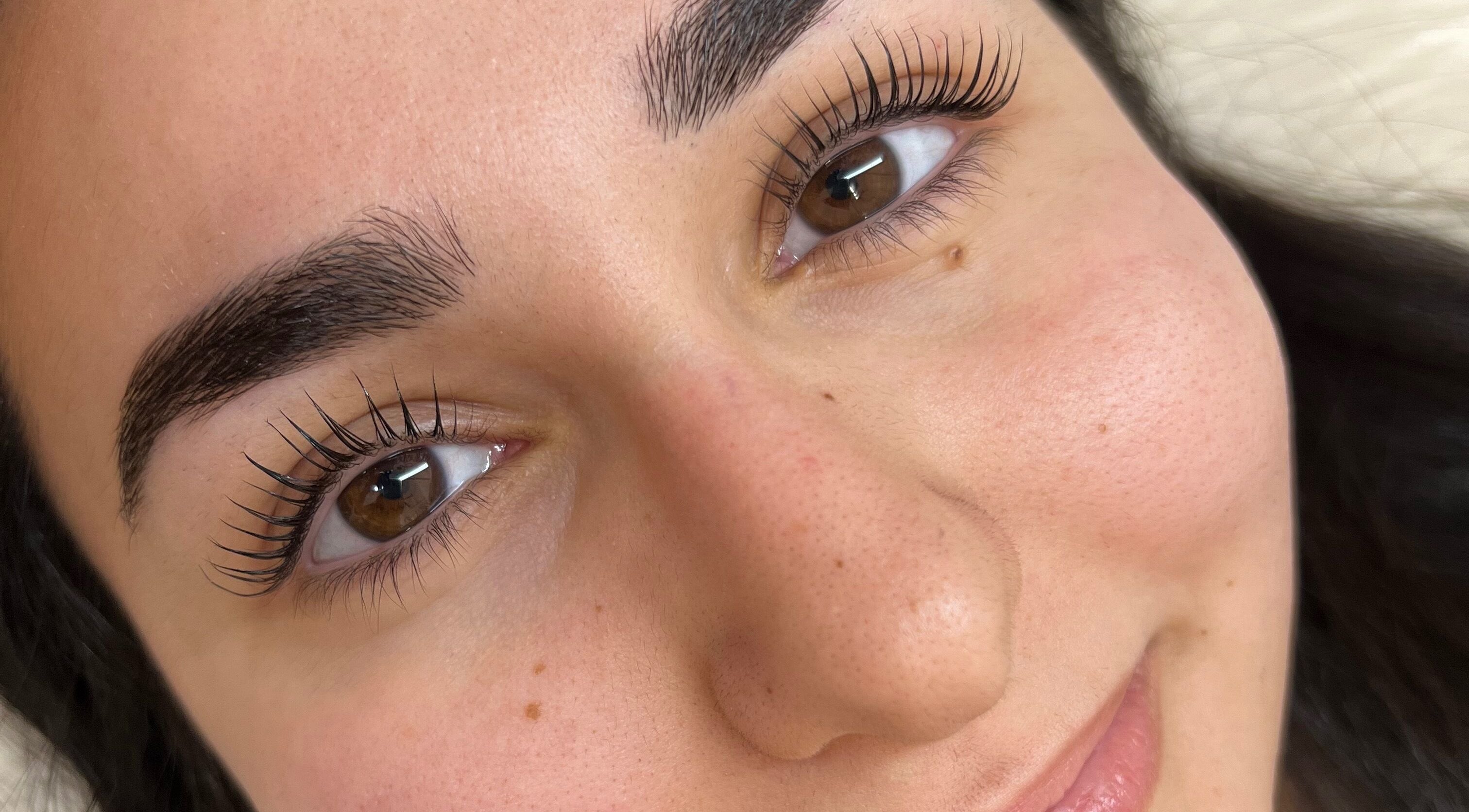 Closeup of beautifully styled lashes at Lashed by Krissy, Tucson, Arizona, US, showcasing expert craftsmanship.