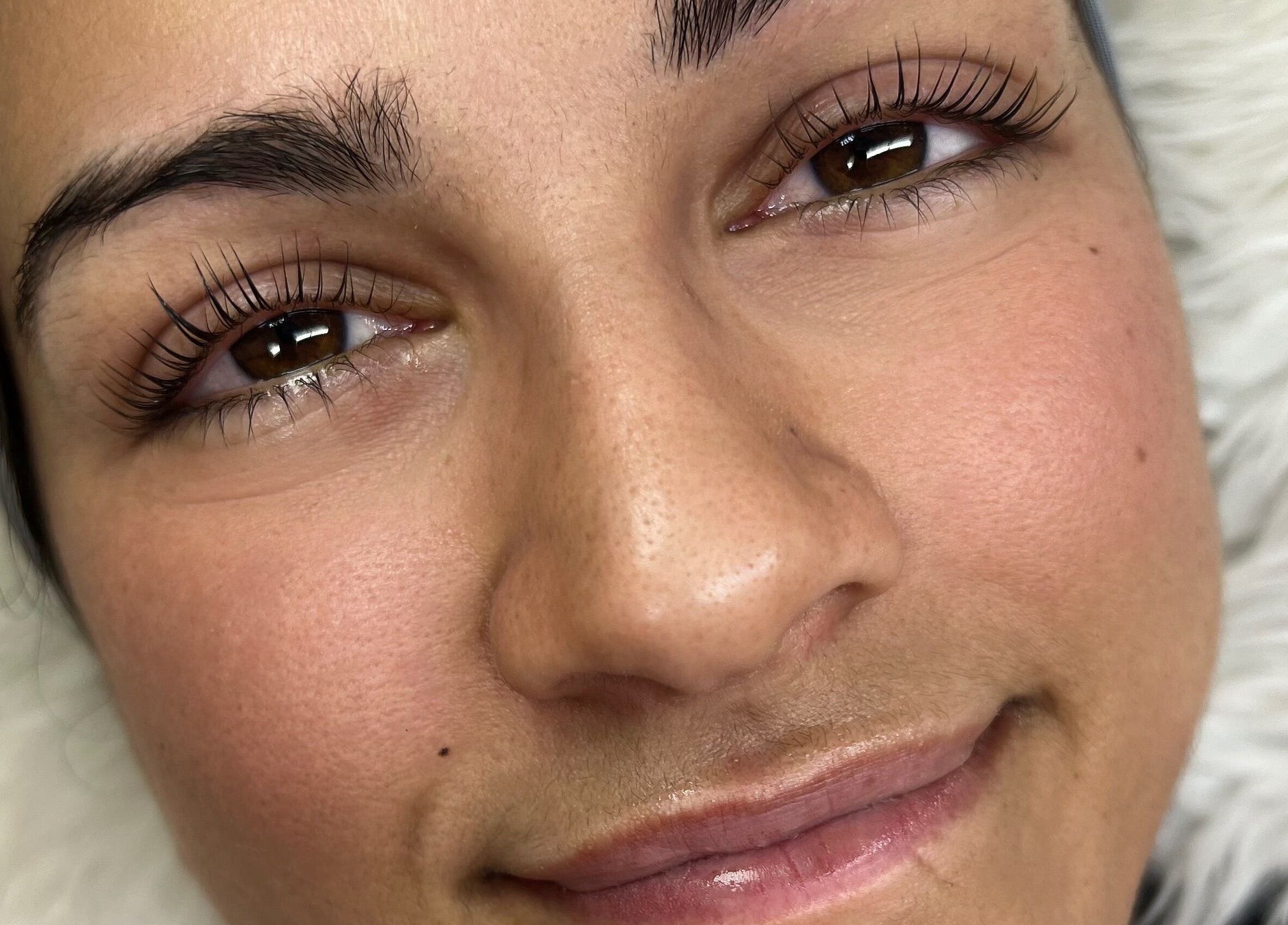 Close-up of client with beautiful lashes at Lashed by Krissy, Tucson, Arizona, US.