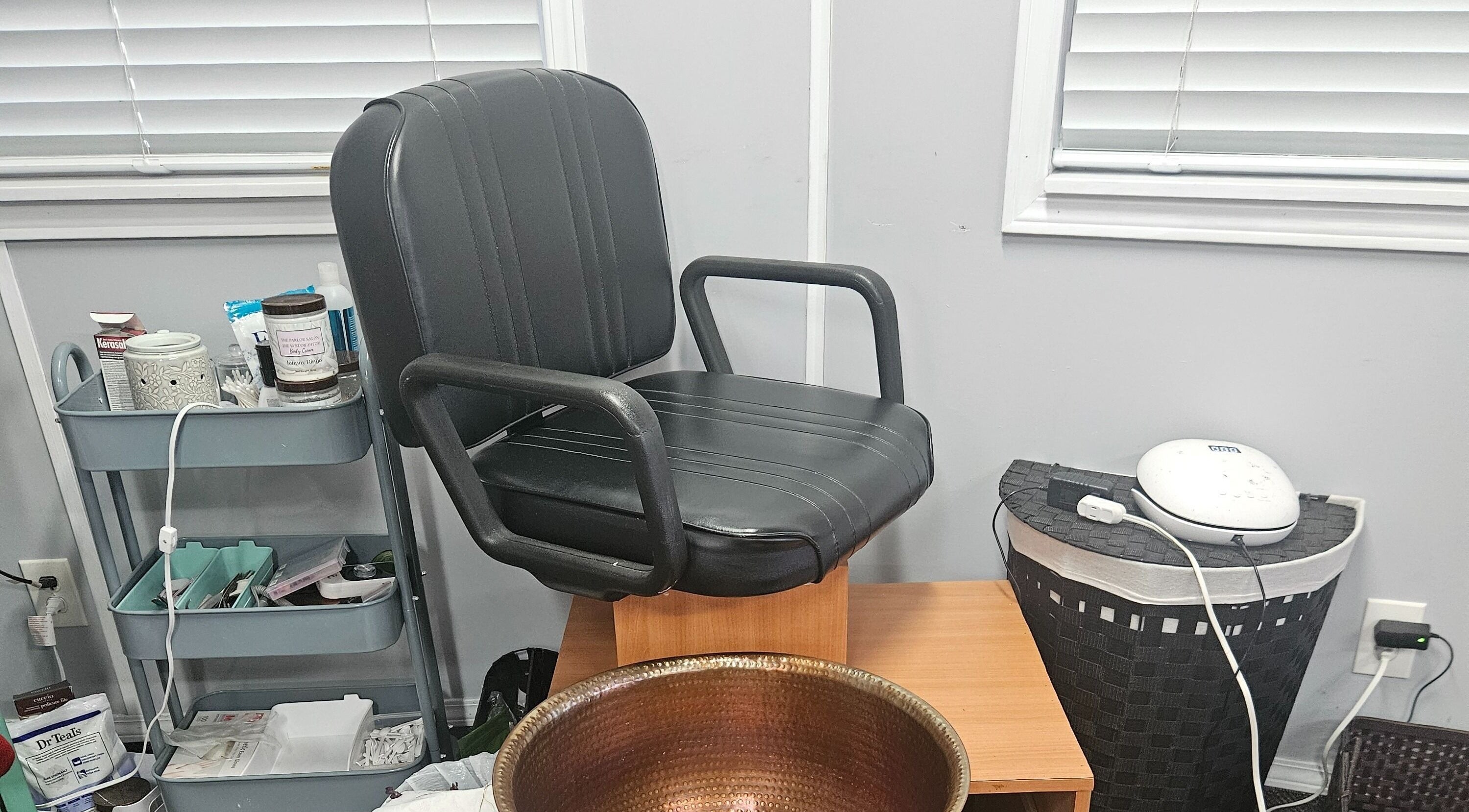 Comfortable salon chair and spa tools at Victoria Farris, Lewiston, Idaho, US, inviting a relaxing experience.