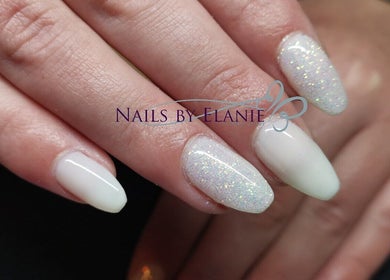 Elegant sparkling nails by Nails by Elanie in Bloemfontein, Free State, ZA. Perfect for special occasions.