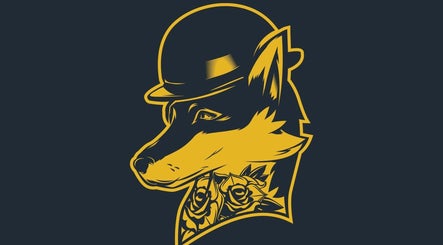 Creative fox illustration with hat and roses at BarberSmiths Notting Hill, London, England, GB.